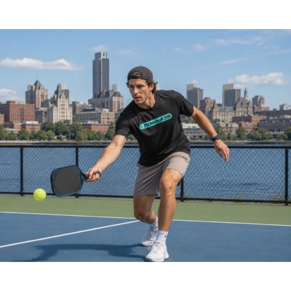 Real Essentials Pickleball 518 Mens Activewear T-Shirt Black Large Stretch Tee